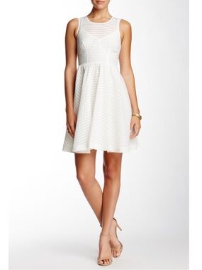 Plenty by Tracy Reese Alana White Sleeveless Striped Fit and Flare Midi Dress 4